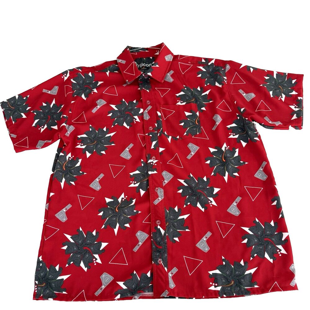 Trijicon Hawaiian Men's XL Shirt Floral Stretch Breathable Themed Red